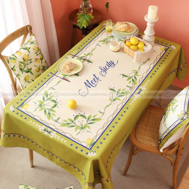 Meet Sicily Tablecloth Fabric Table Cover Lim Green Waterproof Garden Tablecloth Meet Sicily Tablecloth Fabric Table Cover Lim Green Waterproof Garden Tablecloth