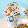 Dino Delight Ceramic Dinner Bowls - Whimsical Hat Shape, 5''
