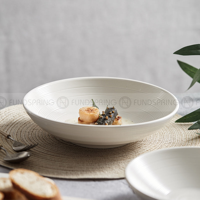 Nordic Ceramic Underglaze Dinnerware Weiss Series White Trumpet Bowl Nordic Ceramic Underglaze Dinnerware Weiss Series White Trumpet Bowl