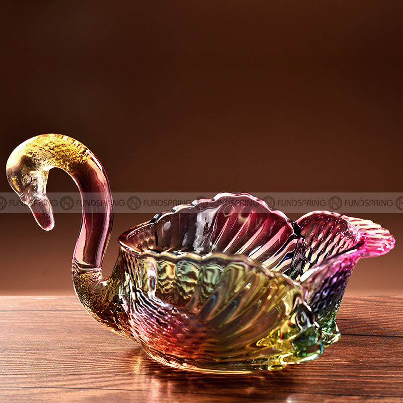 European Fruit Pot Snack Plate Crystal Glass Swan Fruit Bowl European Fruit Pot Snack Plate Crystal Glass Swan Fruit Bowl