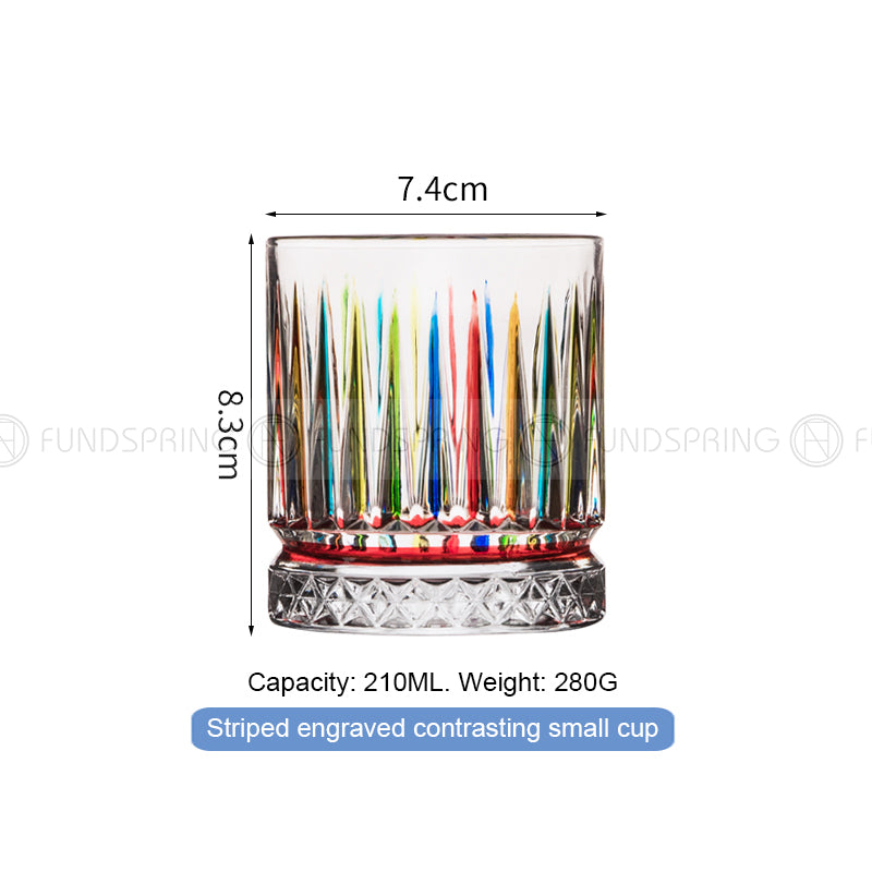 Contrast Color Stripe Glass Cups Painted Water Cup Whiskey Glass Contrast Color Stripe Glass Cups Painted Water Cup Whiskey Glass