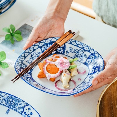 Japanese Blue and White Ceramic Square Dinner Plates 9" Set of 4 Japanese Blue and White Ceramic Square Dinner Plates 9" Set of 4