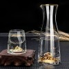 Golden Elegance: Crystal Glass Wine Dispenser Set with Gold Foil Wine Cups Golden Elegance: Crystal Glass Wine Dispenser Set with Gold Foil Wine Cups