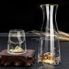 Golden Elegance: Crystal Glass Wine Dispenser Set with Gold Foil Wine Cups