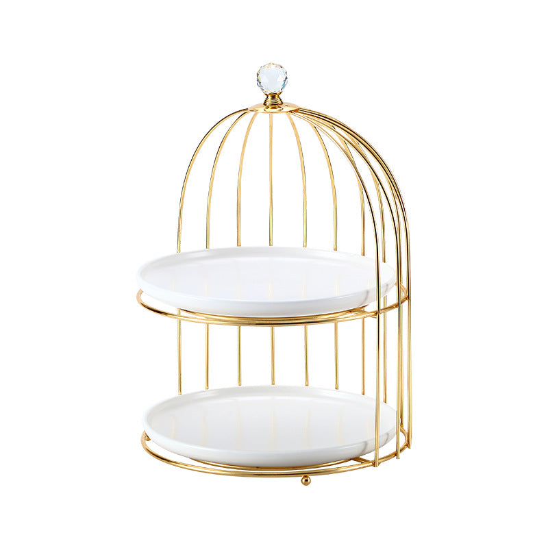 Ceramic Cake and Dessert Table Stand in the Form of a Birdcage Display Shelf for Afternoon Tea Ceramic Cake and Dessert Table Stand in the Form of a Birdcage Display Shelf for Afternoon Tea