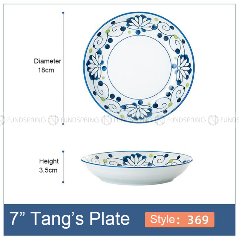 Japanese Blue and White Ceramic Deep Plates Pasta Bowl 7" Set of 4 Japanese Blue and White Ceramic Deep Plates Pasta Bowl 7" Set of 4