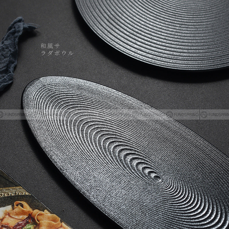 Black Frosted Ceramic Tableware Rectangular Oval/Round Flat Plate Black Frosted Ceramic Tableware Rectangular Oval/Round Flat Plate
