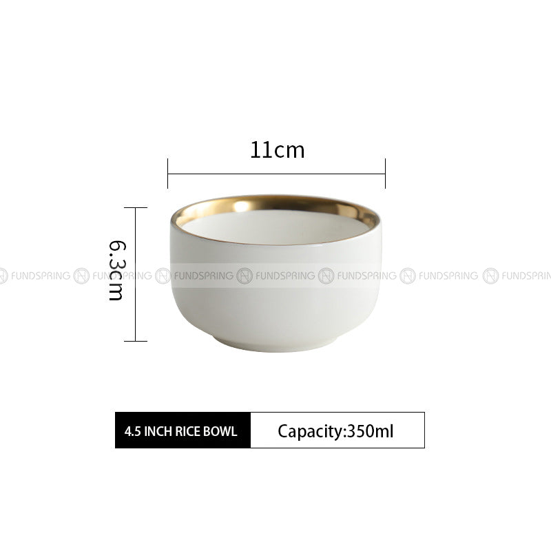 Simplicity Ceramic Tableware Black White With Gold Rim Plates Bowls Simplicity Ceramic Tableware Black White With Gold Rim Plates Bowls
