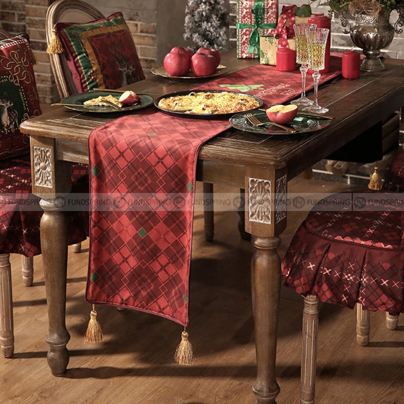 Christmas Table Runner New Year Decorative Red Velvet Cabinet Towel Christmas Table Runner New Year Decorative Red Velvet Cabinet Towel