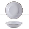 Nordic Matte Deep Dish Disc Korean Creative Brown Line Shallow Bowl 8.5" Nordic Matte Deep Dish Disc Korean Creative Brown Line Shallow Bowl 8.5"