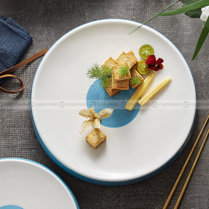 Ceremony Tableware Mood Hollow Platter Underglazed White-blue Thick Base Plate Ceremony Tableware Mood Hollow Platter Underglazed White-blue Thick Base Plate