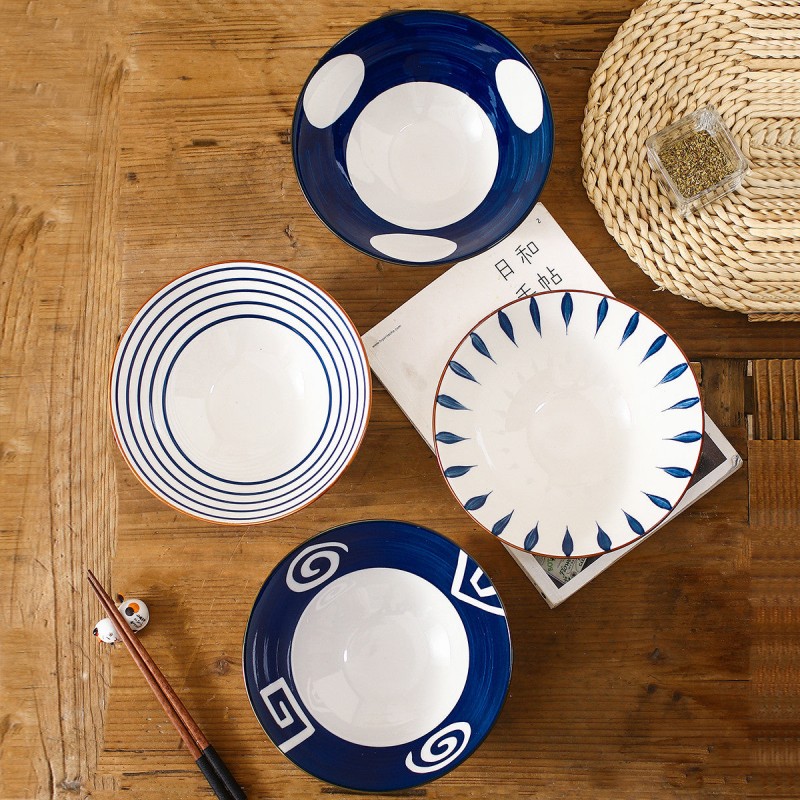 Artistry in Bowls: Japanese Style Underglaze Ceramic Dinner Bowls Set of 4 Artistry in Bowls: Japanese Style Underglaze Ceramic Dinner Bowls Set of 4