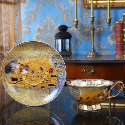 European Elegance: Bone China Coffee Cup with Ceramic Saucer European Elegance: Bone China Coffee Cup with Ceramic Saucer