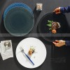 Minimalist Solid Color Plate Ceramic Brushed Round Flat Plates 12" Minimalist Solid Color Plate Ceramic Brushed Round Flat Plates 12"