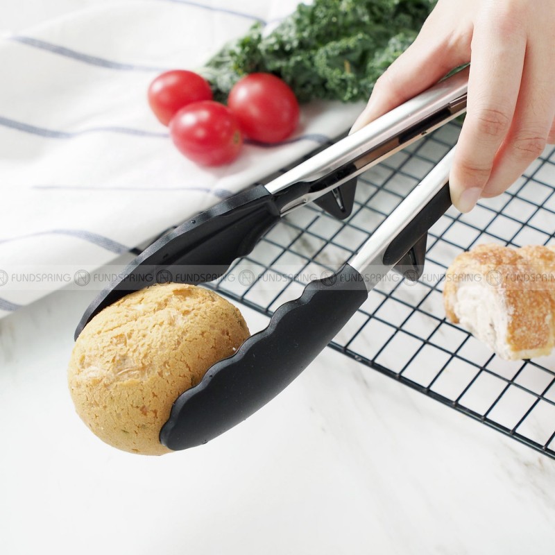 Food Clips Stainless Steel Bread Food Tongs Outdoor BBQ Tools with Pad Food Clips Stainless Steel Bread Food Tongs Outdoor BBQ Tools with Pad
