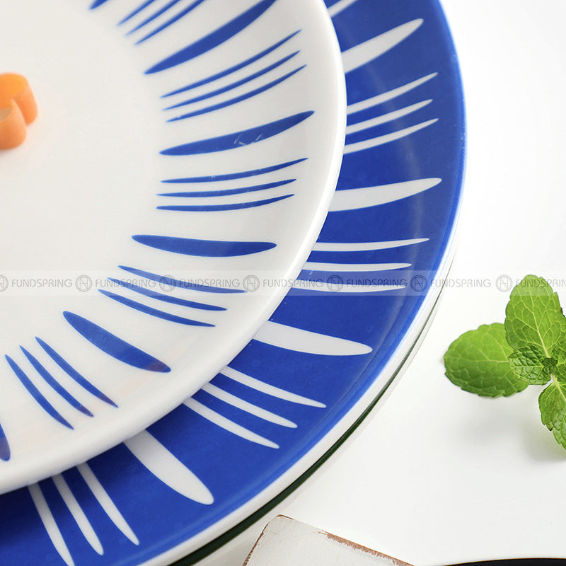 Nordic Ceramic Tableware Simple Line Pattern Disc Snack Dinner Plate Nordic Ceramic Tableware Simple Line Pattern Disc Snack Dinner Plate