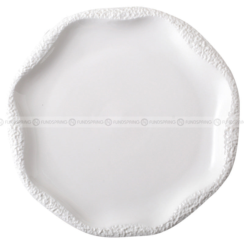 Simple White Dinnerware Ceramic Dinner Plates Round Flat Steak Plates 10.5" Simple White Dinnerware Ceramic Dinner Plates Round Flat Steak Plates 10.5"