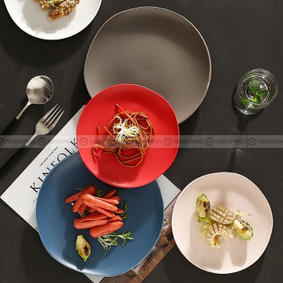 Ceramic Plate Round Shallow Plate Irregular Flat Plate Matte Plate Ceramic Plate Round Shallow Plate Irregular Flat Plate Matte Plate