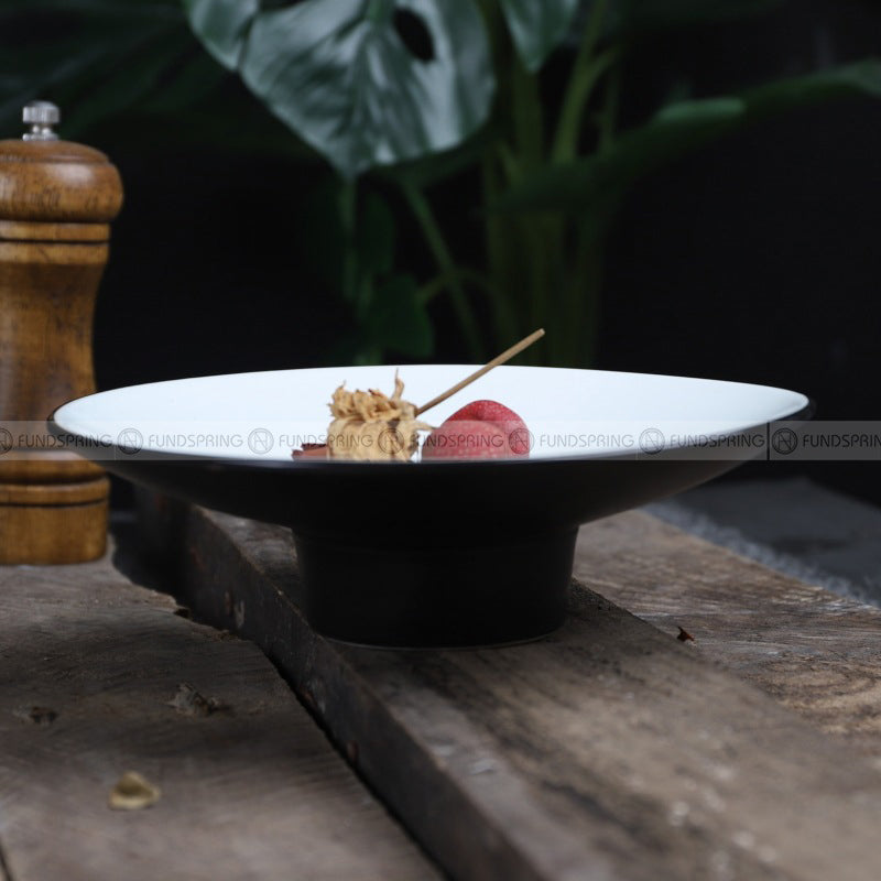 Japanese Ceramic Serving Plate High-foot Plate Matte Black Platter Japanese Ceramic Serving Plate High-foot Plate Matte Black Platter