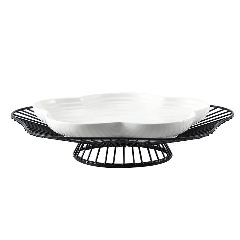 Nordic Dessert Display Stand: Creative Iron Rack with Cake Plate and Fruit Basket Nordic Dessert Display Stand: Creative Iron Rack with Cake Plate and Fruit Basket