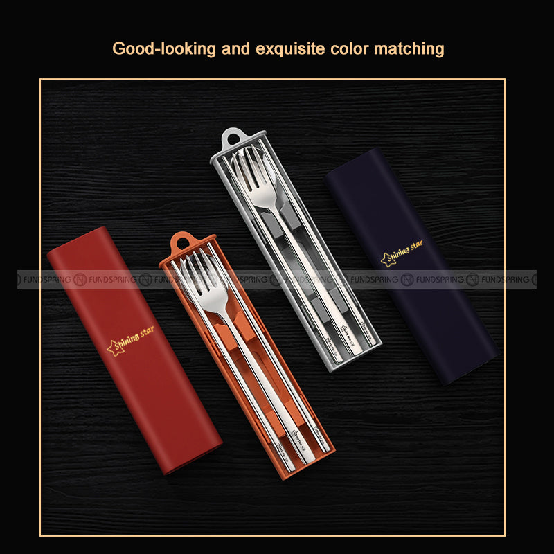 304 Stainless Steel Portable Cutlery Set 3 Pcs Fork Spoon Chopsticks 304 Stainless Steel Portable Cutlery Set 3 Pcs Fork Spoon Chopsticks