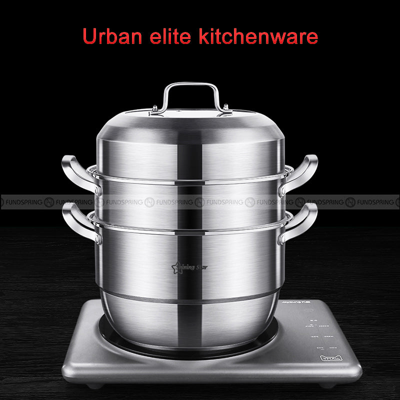 304 Stainless Steel Large Soup Pot 3-layer Big Capacity Steamer 304 Stainless Steel Large Soup Pot 3-layer Big Capacity Steamer