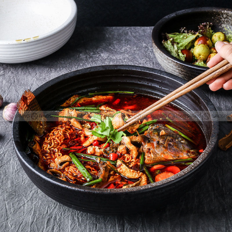 Kiln Change Ceramic Soup Bowl Large Noodle Bowl Spiral Texture Pot Kiln Change Ceramic Soup Bowl Large Noodle Bowl Spiral Texture Pot
