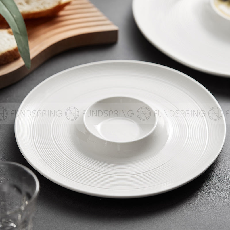 Weiss Series Dinnerware Collection White Volcano Plate Ceramic Disc Weiss Series Dinnerware Collection White Volcano Plate Ceramic Disc