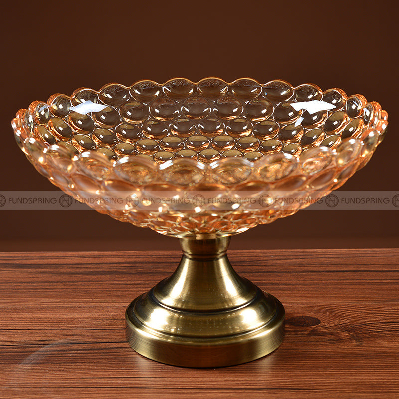 Golden Elegance: Gilded Crystal Glass Fruit Tray High-foot Serving Bowl Golden Elegance: Gilded Crystal Glass Fruit Tray High-foot Serving Bowl
