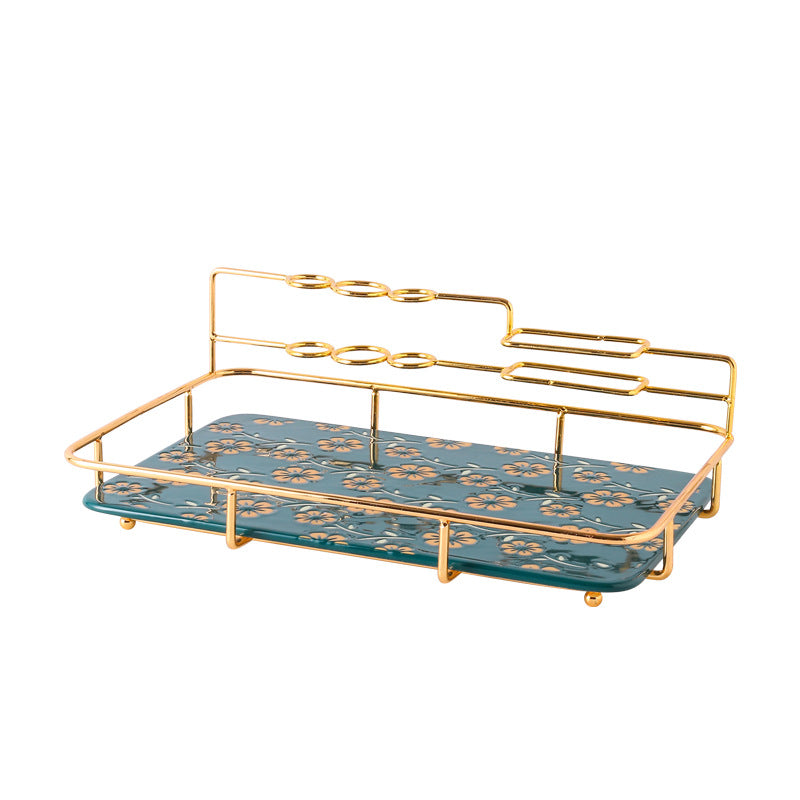 Single Shelf Bathroom Toiletries and Cosmetics Storage Rack with Ceramic Tray Single Shelf Bathroom Toiletries and Cosmetics Storage Rack with Ceramic Tray