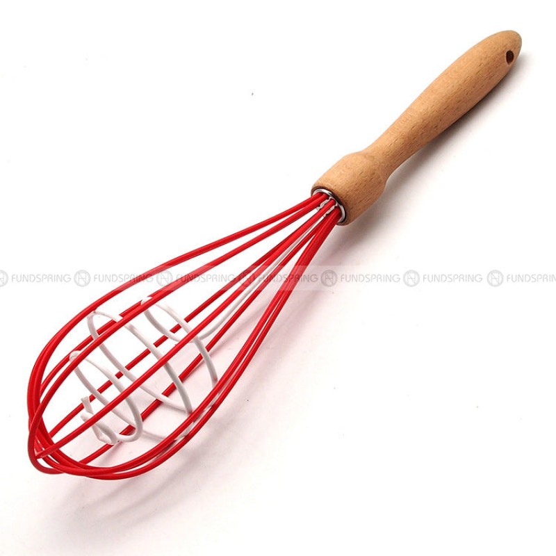 Wooden Handle Silicone Egg Whisk – Hand Blender Coil Milk Frother Wooden Handle Silicone Egg Whisk – Hand Blender Coil Milk Frother