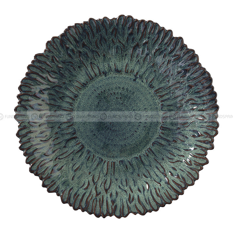 Ceramic Kiln Change Tableware Sunflower Shaped Shallow Flat Plate Ceramic Kiln Change Tableware Sunflower Shaped Shallow Flat Plate