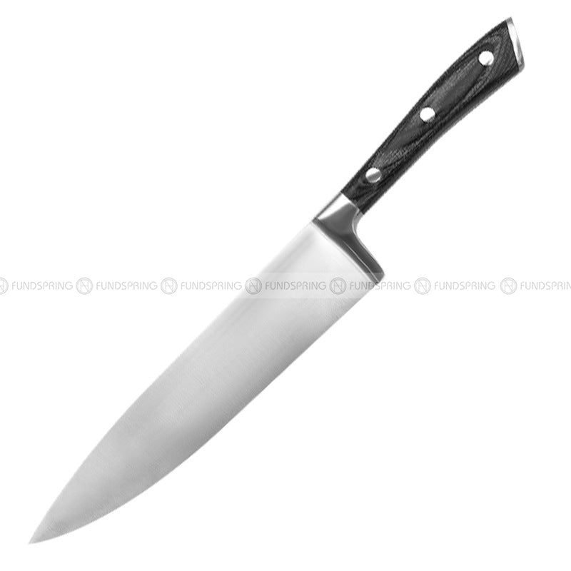 Stainless Steel 8'' Chef's Knife with Japanese-Inspired Design and Ergonomic Wooden Handle Stainless Steel 8'' Chef's Knife with Japanese-Inspired Design and Ergonomic Wooden Handle