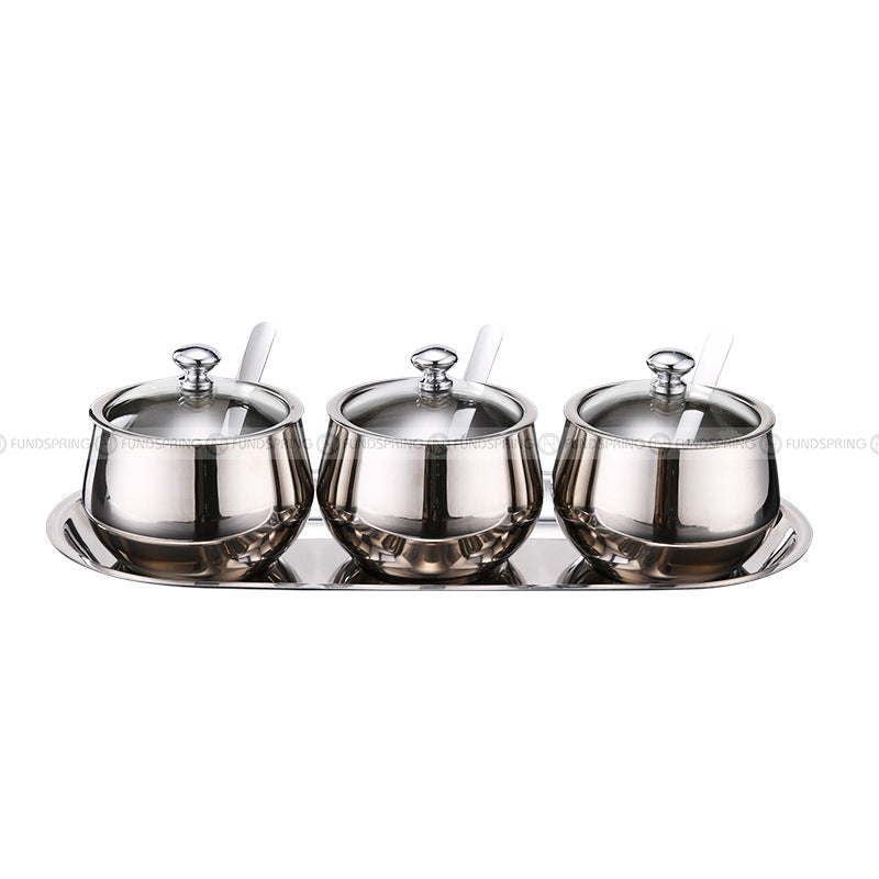 304 Stainless Steel Seasoning Jar Set Kitchen Seasoning Box Set of 3 304 Stainless Steel Seasoning Jar Set Kitchen Seasoning Box Set of 3