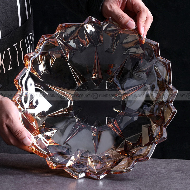 Sophisticated Crystal Elegance: Modern Glass Fruit Bowl for Living Room Sophisticated Crystal Elegance: Modern Glass Fruit Bowl for Living Room