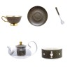 Bone China Tea Set with Infuser and Warmer Black Gold Infinite Grid Flower Coffee Set - 14 Pcs Bone China Tea Set with Infuser and Warmer Black Gold Infinite Grid Flower Coffee Set - 14 Pcs