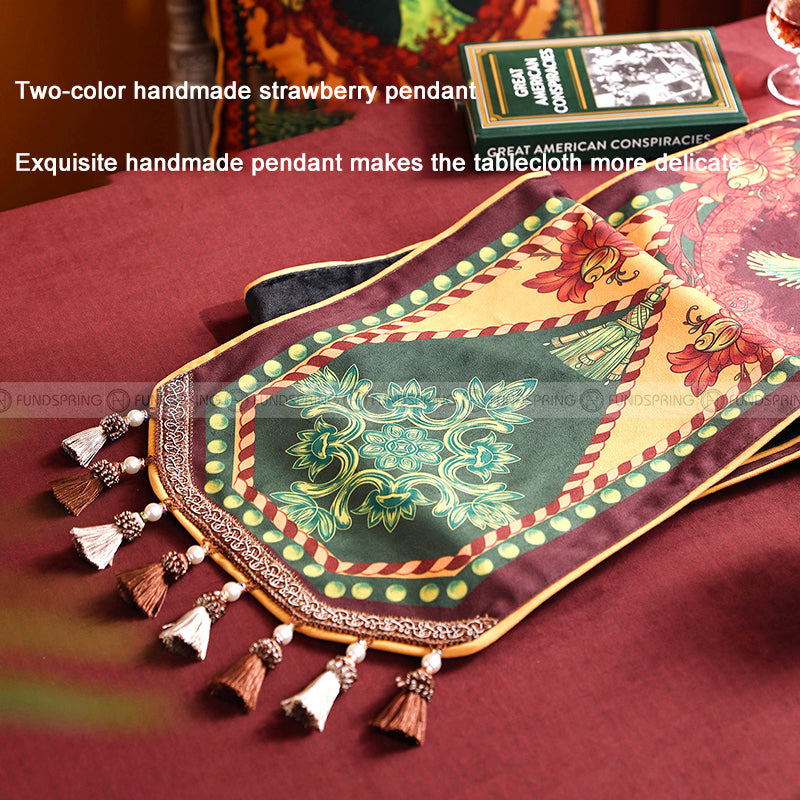 Byron Table Runner Road of Poet Decorative Cloth Velvet Table Cover Byron Table Runner Road of Poet Decorative Cloth Velvet Table Cover
