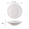 Nordic Matte Deep Dish Disc Korean Creative Brown Line Shallow Bowl 8.5" Nordic Matte Deep Dish Disc Korean Creative Brown Line Shallow Bowl 8.5"