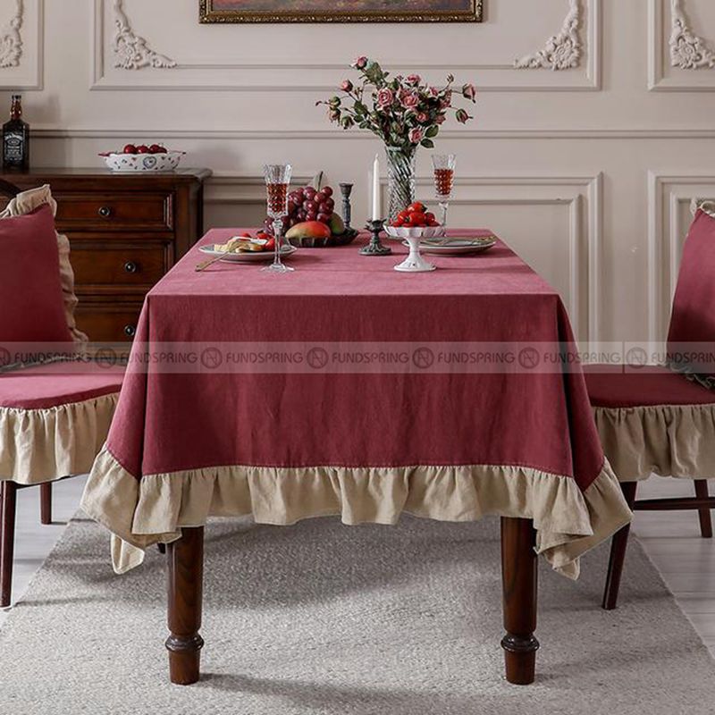 Combe Tablecloth Vintage Farmhouse Table Cover Lotus Leaf Tablecloth Combe Tablecloth Vintage Farmhouse Table Cover Lotus Leaf Tablecloth