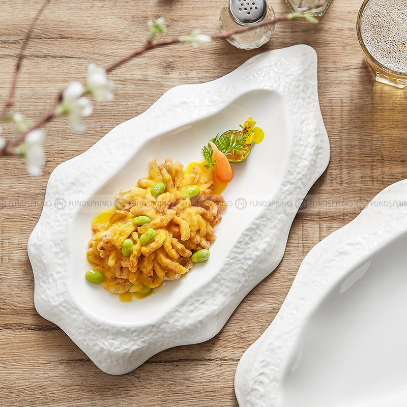 Ceramic White Plate Artistic Conception Tableware Oyster Platter Ceramic White Plate Artistic Conception Tableware Oyster Platter