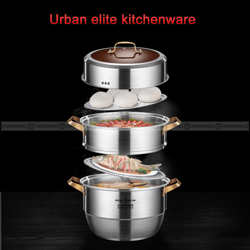 Large-capacity Pots 3-layer 304 Household Thickened Large Steamer Large-capacity Pots 3-layer 304 Household Thickened Large Steamer