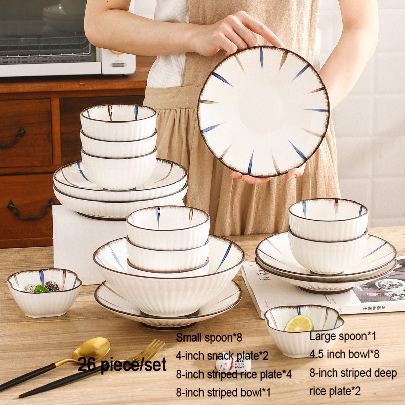 Harmony in Ceramics: Japanese-inspired Dinnerware Set of 20/26 Pieces Harmony in Ceramics: Japanese-inspired Dinnerware Set of 20/26 Pieces