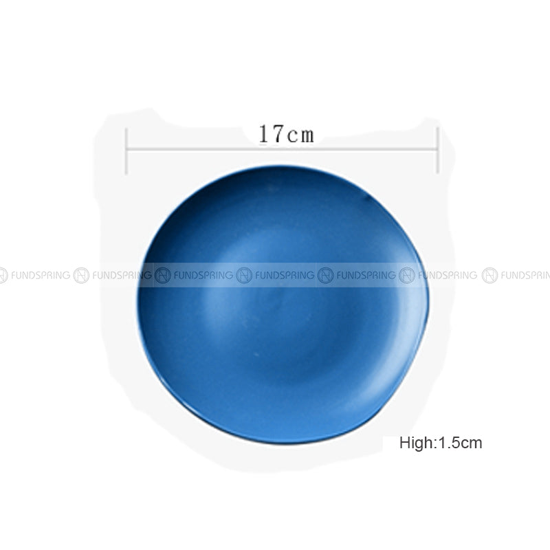 Nordic Matt Blue Tableware Ceramic Dinnerware Round and Irregular Plate Nordic Matt Blue Tableware Ceramic Dinnerware Round and Irregular Plate