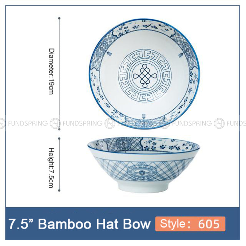 Blue and White Under Glazed Ceramic Bowl Japan Style 7.5" Set of 4 Blue and White Under Glazed Ceramic Bowl Japan Style 7.5" Set of 4