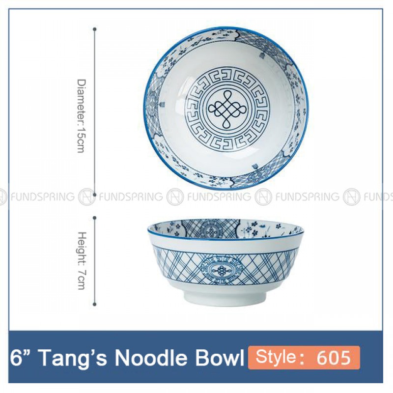 Blue and White Ceramic Bowl Under Glazed Japan Style 6" Bowl Set of 4 Blue and White Ceramic Bowl Under Glazed Japan Style 6" Bowl Set of 4