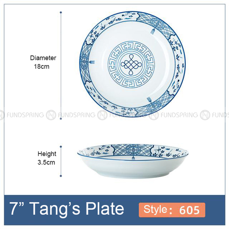 Japanese Blue and White Ceramic Deep Plates Pasta Bowl 7" Set of 4 Japanese Blue and White Ceramic Deep Plates Pasta Bowl 7" Set of 4