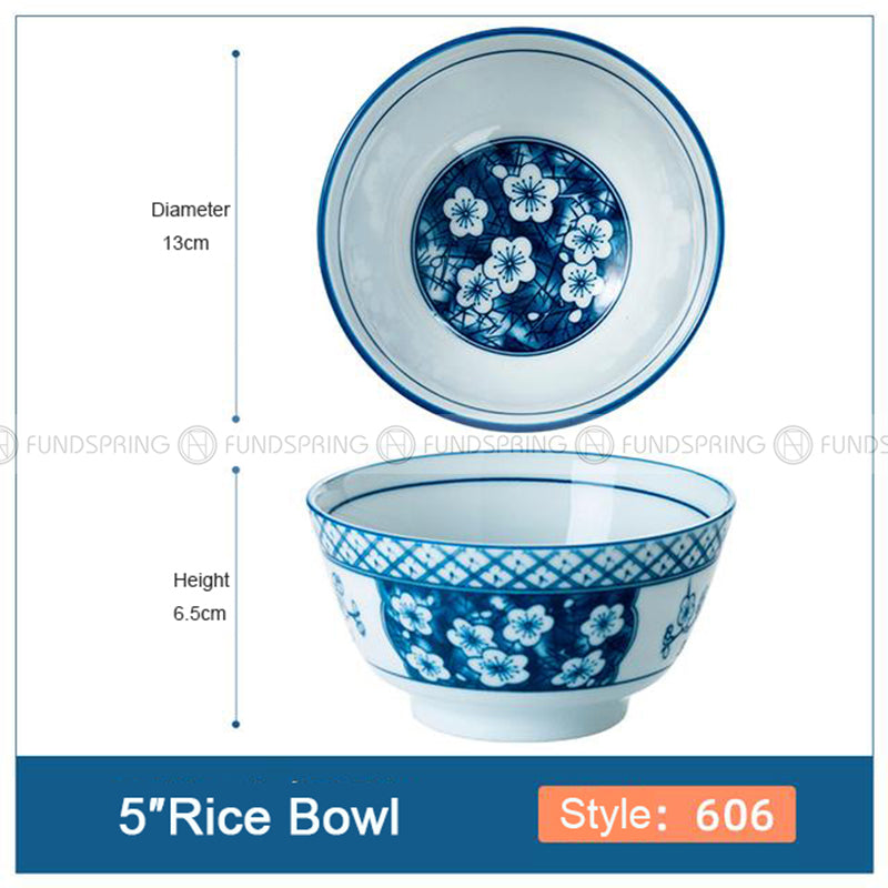 Blue and White Ceramic Bowl Under Glazed Bowl Japan Style 5" Set of 4 Blue and White Ceramic Bowl Under Glazed Bowl Japan Style 5" Set of 4
