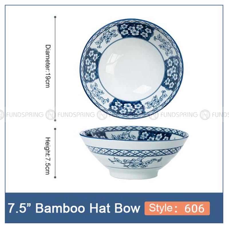 Blue and White Under Glazed Ceramic Bowl Japan Style 7.5" Set of 4 Blue and White Under Glazed Ceramic Bowl Japan Style 7.5" Set of 4
