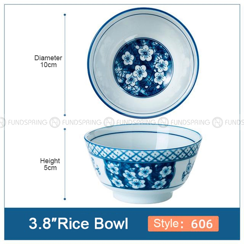 Japanese Blue and White Ceramic Bowl Underglazed Bowl 3.8'' Set of 4 Japanese Blue and White Ceramic Bowl Underglazed Bowl 3.8'' Set of 4