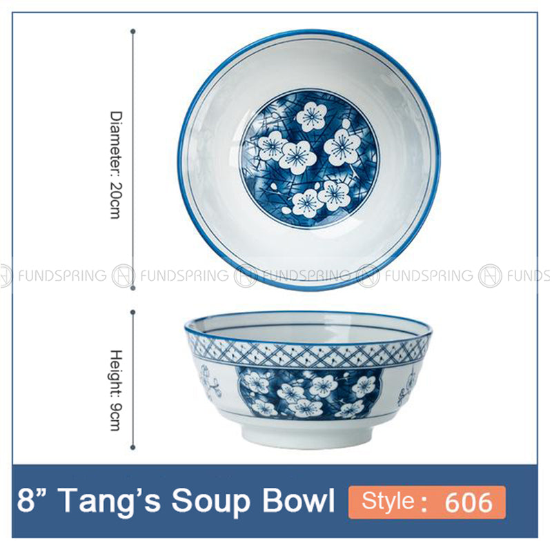 Japanese Blue and White Ceramic Soup Bowl Underglazed 8" Set of 2 Japanese Blue and White Ceramic Soup Bowl Underglazed 8" Set of 2